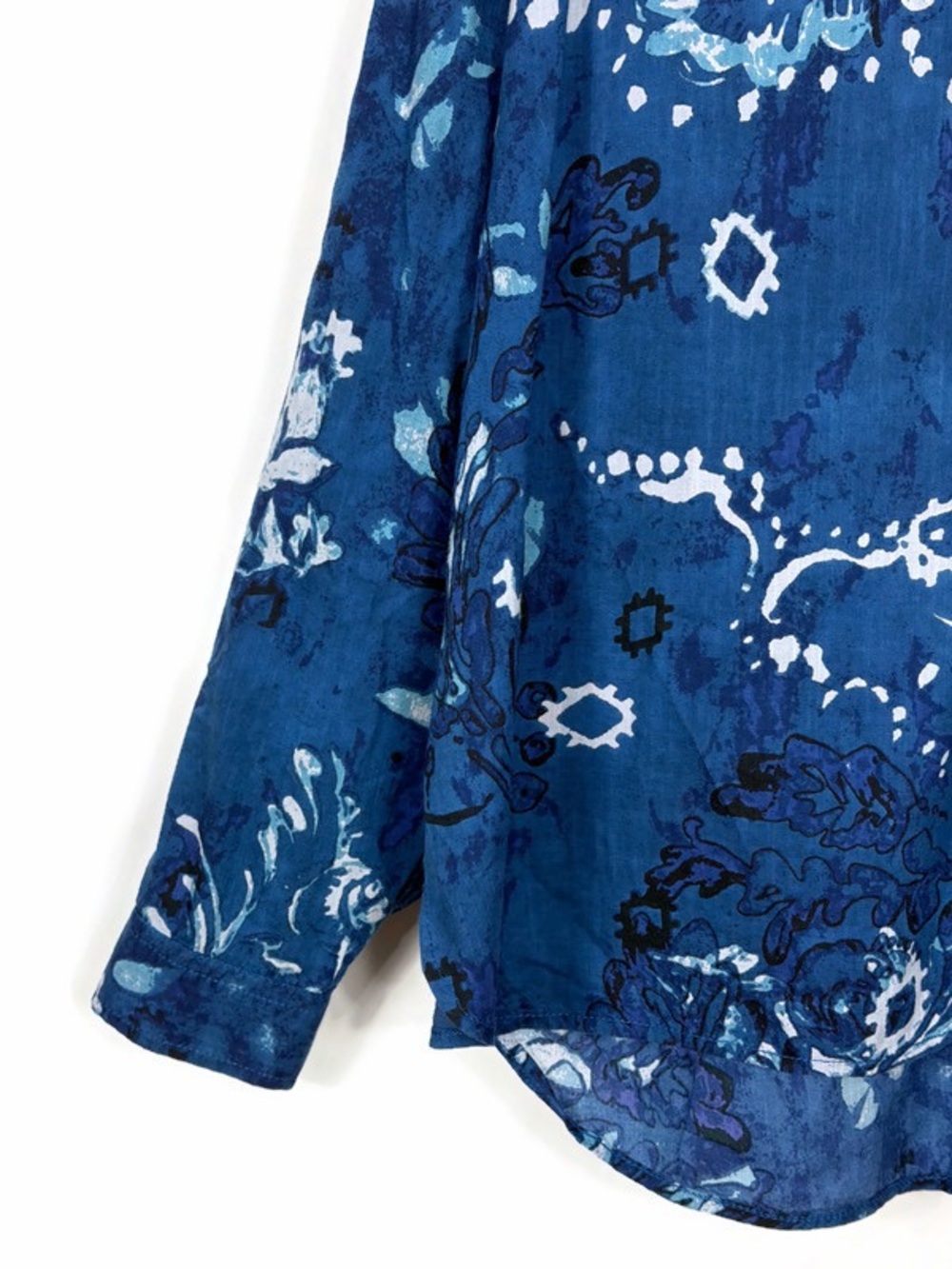 Anthropologie Pilcro The Tavi Ruffled Button Down Blouse Top Blue White Size XL - Picture 4 of 10